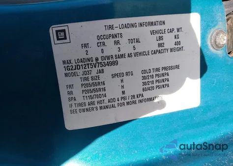 1997 Pontiac Sunfire from USA, damaged, VIN 1G2JD12T5V7534989